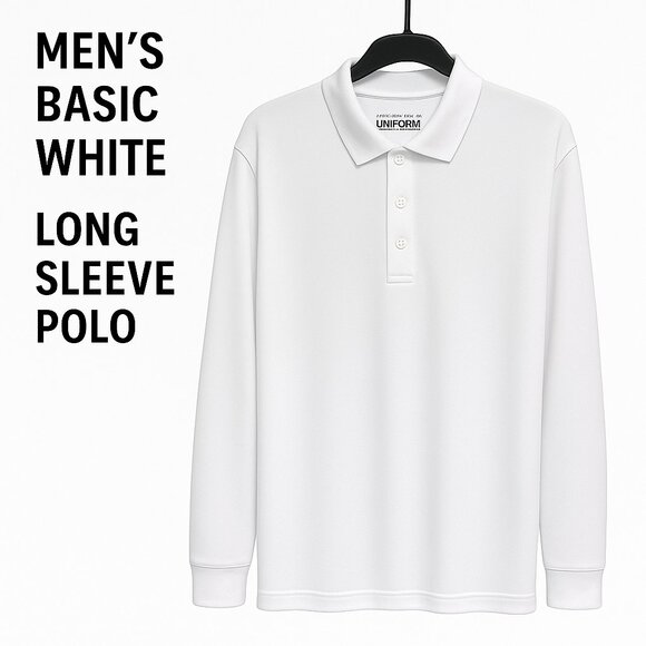 Men’s 2X Big & Tall White Long Sleeve Polo Shirt – Classic & Comfortable - Picture 1 of 1